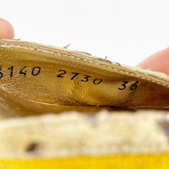 Dolce & Gabbana Retro Snakeskin Yellow Canvas Peep Toe Kitten Heel Mule IT 36 - Picture 9 of 11